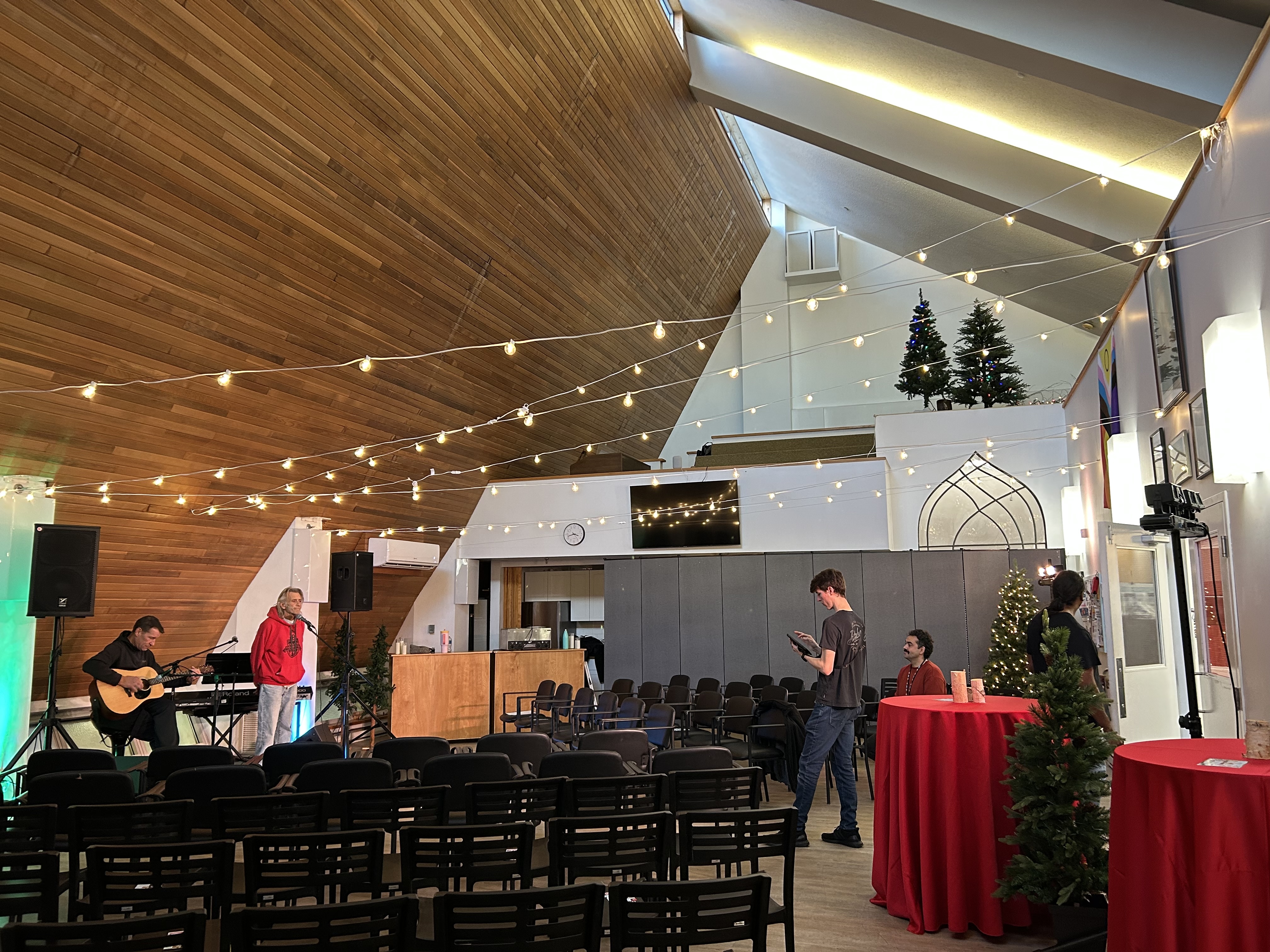 Setting up for Heather Rankin & crew for the "Miracle on Brunswick St." holiday cabaret!